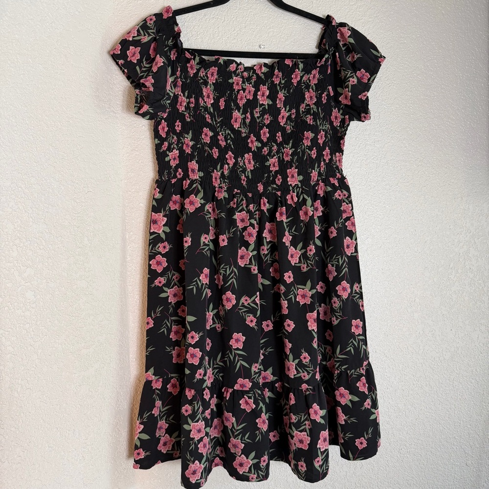 Black Floral Off The Shoulders Dress